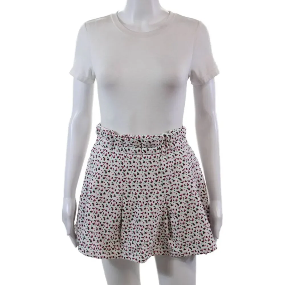 Something Navy Womens Cotton Floral Mya Stretch Pleated Skort White Size XS